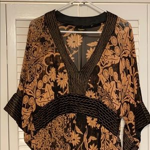 Beautiful black and coral kimono style dress
